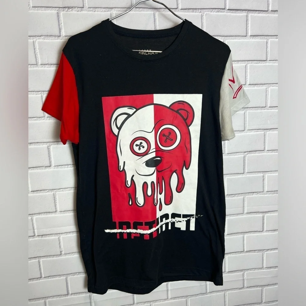 GALAXY by Harvic Black & Red Bear Graphic Tee/boys size S